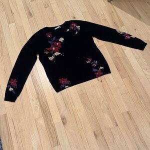 Daniel Rainn Black Sweater with Colorful Floral Design